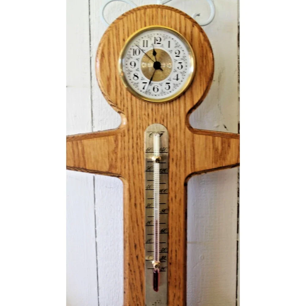 Rare Vintage Wood Carved Anchor Millibars Barometer Weather/Time 22